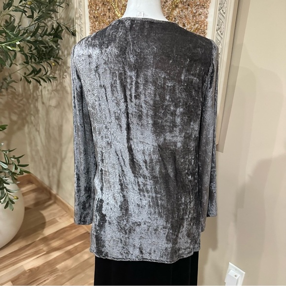 Boston Proper Metallic Gray Embellished Blouse - Picture 2 of 5